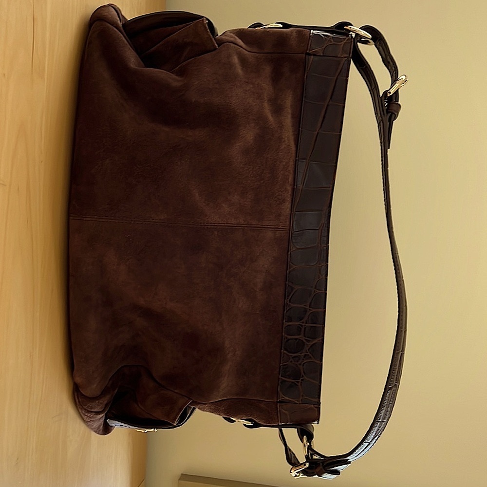 Furla suede and leather shoulder bag